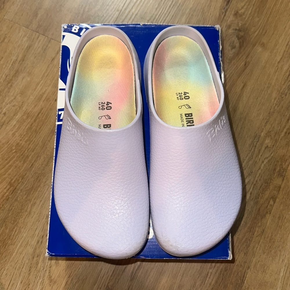 Birkenstock Super Birki Lavender Fog Purple Clog Shoe SZ 9 EU 40 with box